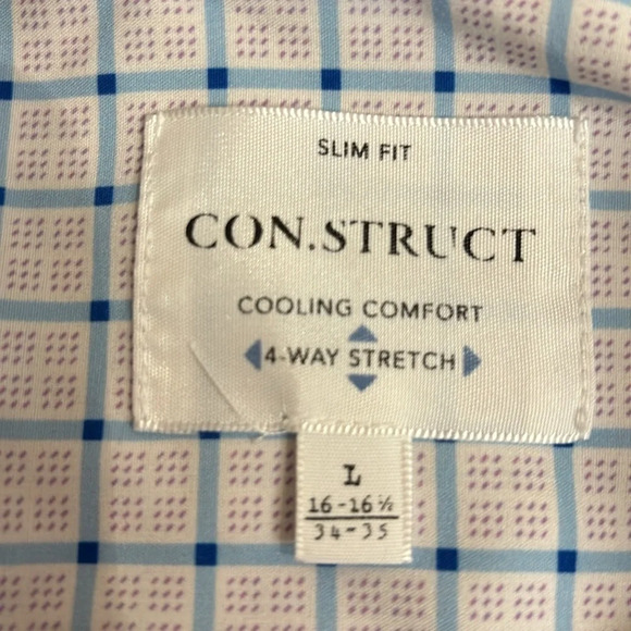 Con.Struct Cooling Comfort Slim Fit Check Stretch Button Up Shirt Size Large - Picture 7 of 10